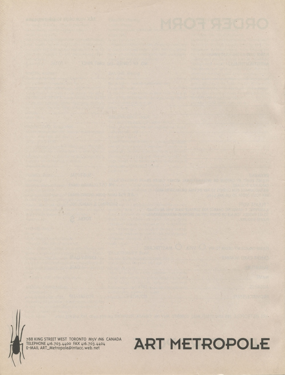 Art Metropole. Catalogue #18 (back) 