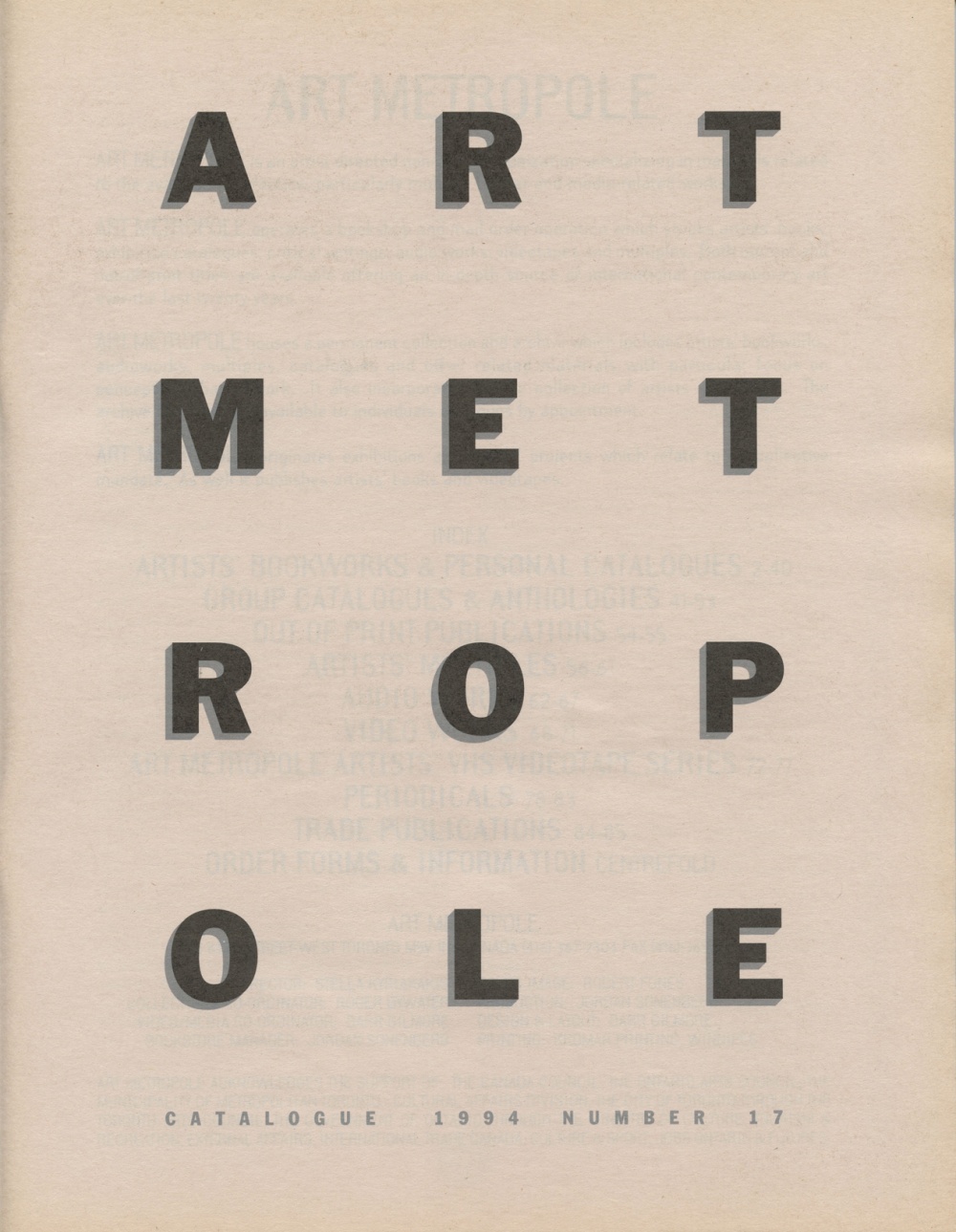 Art Metropole. Catalogue 1994.  Number 17 (front)