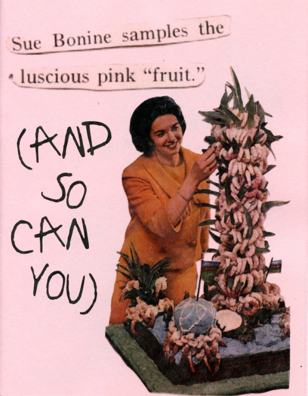 Sue Bonnie samples the luscious pink “fruit“ (and so can you)