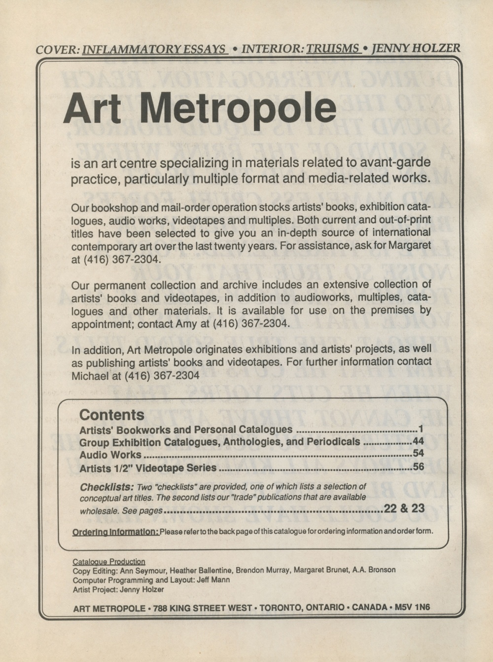 Art Metropole. Catalogue #13
