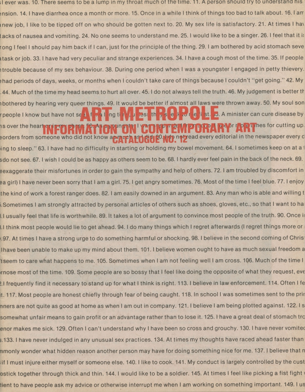 Art Metropole. Information on Contemporary Art. Catalogue No. 12