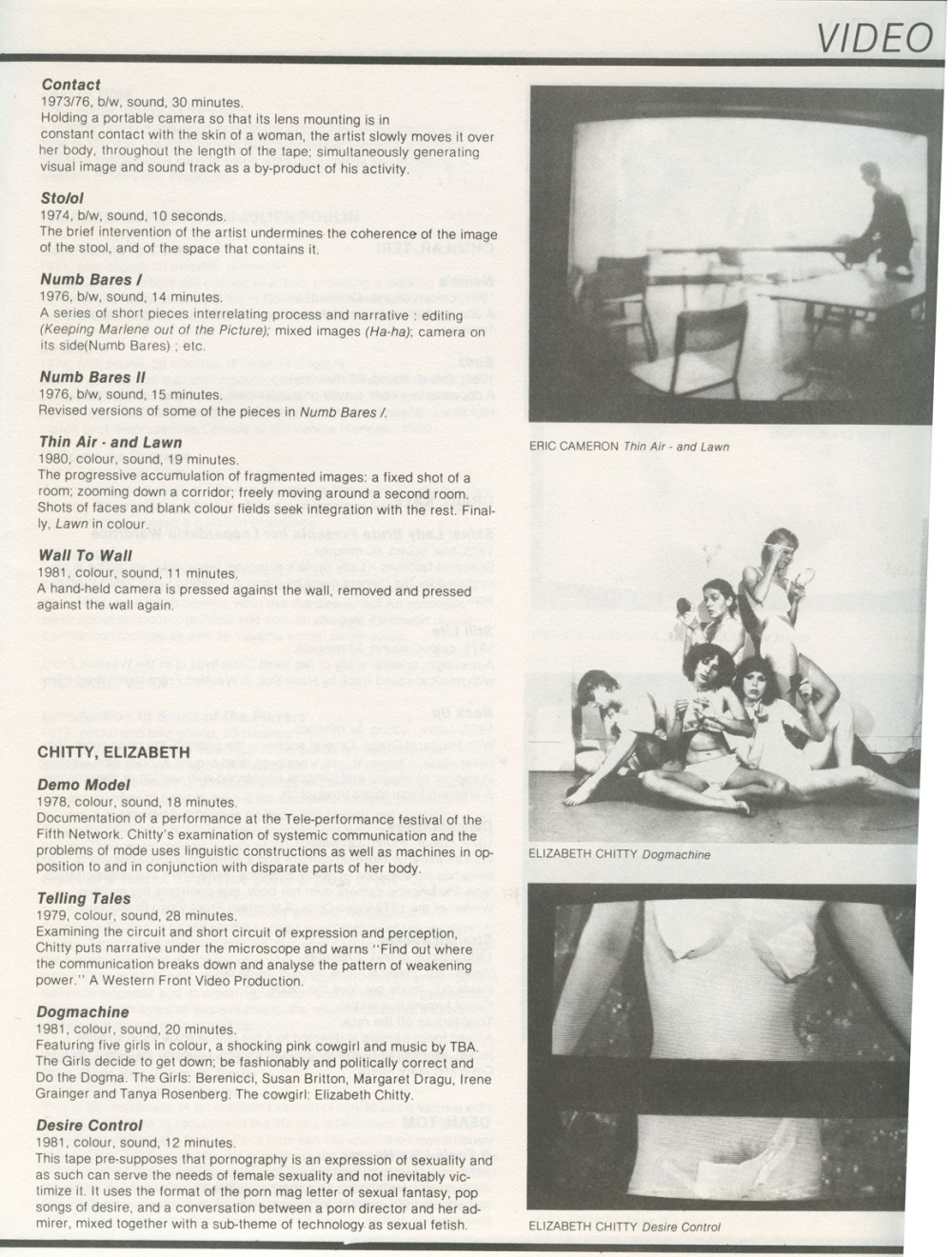 Art Metropole. Video. Catalogue of Videotapes, Installations, Pe