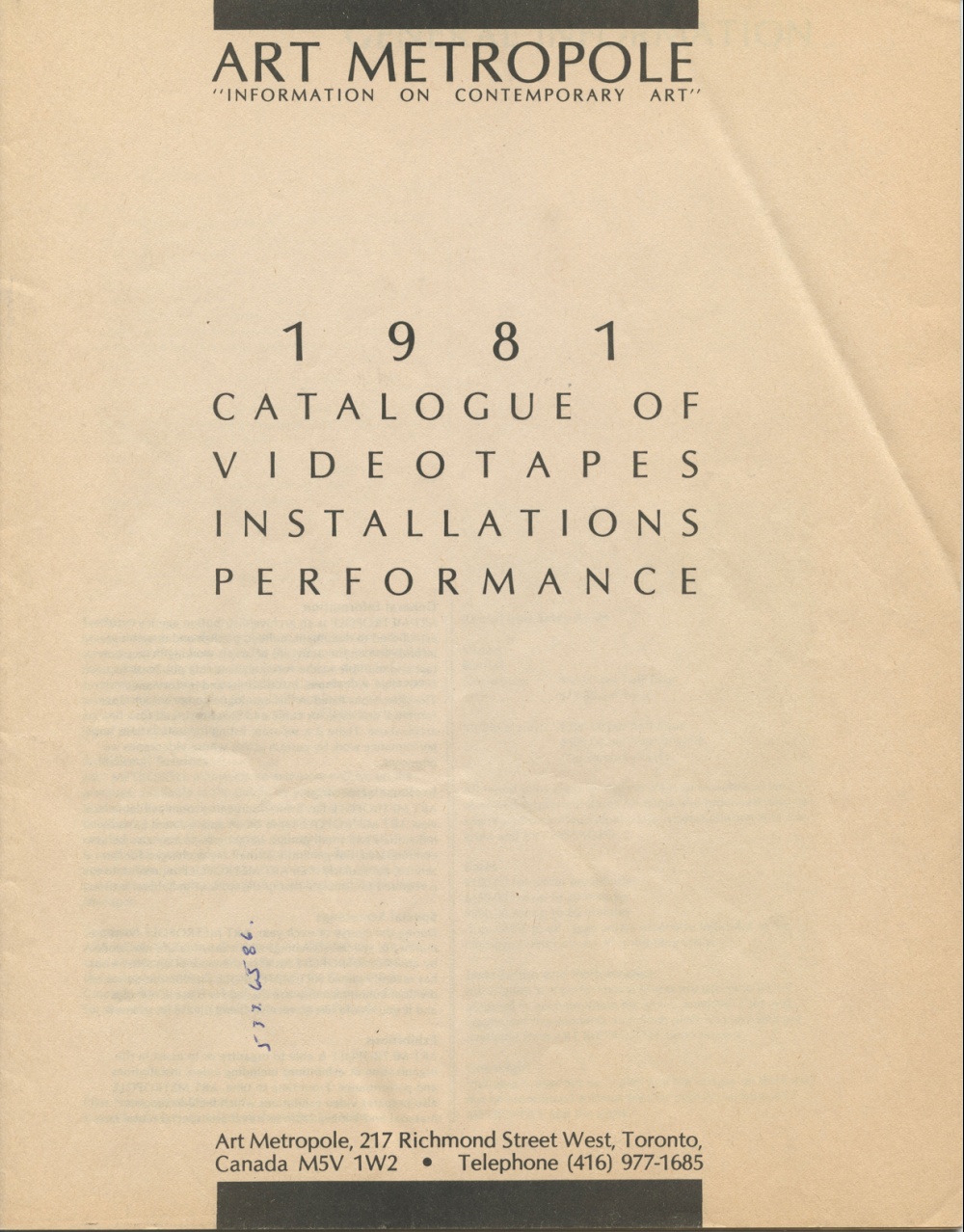 AM. 1981. Catalogue of Videotapes Installations Performances.