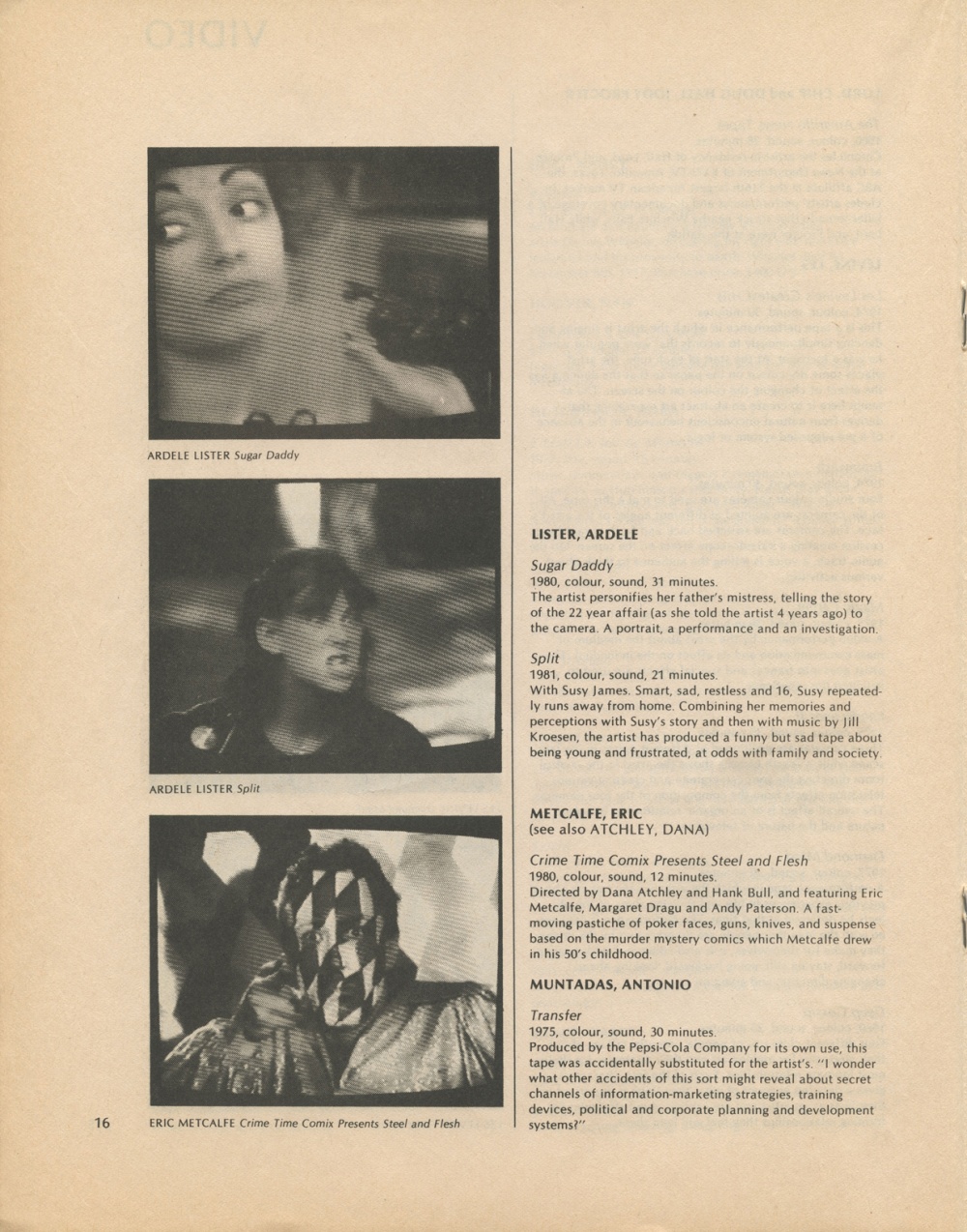 AM. 1981. Catalogue of Videotapes Installations Performances.