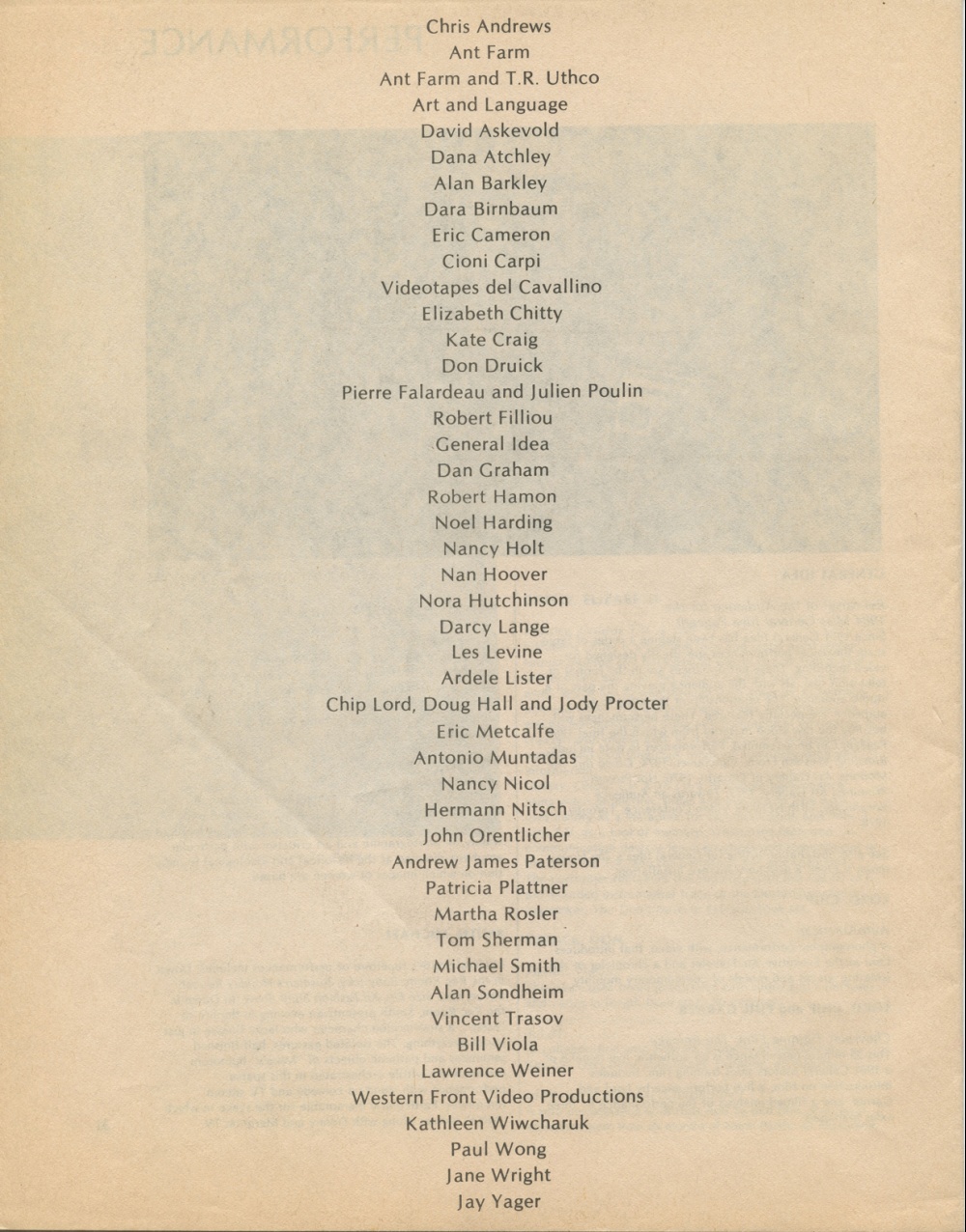 AM. 1981. Catalogue of Videotapes Installations Performances.