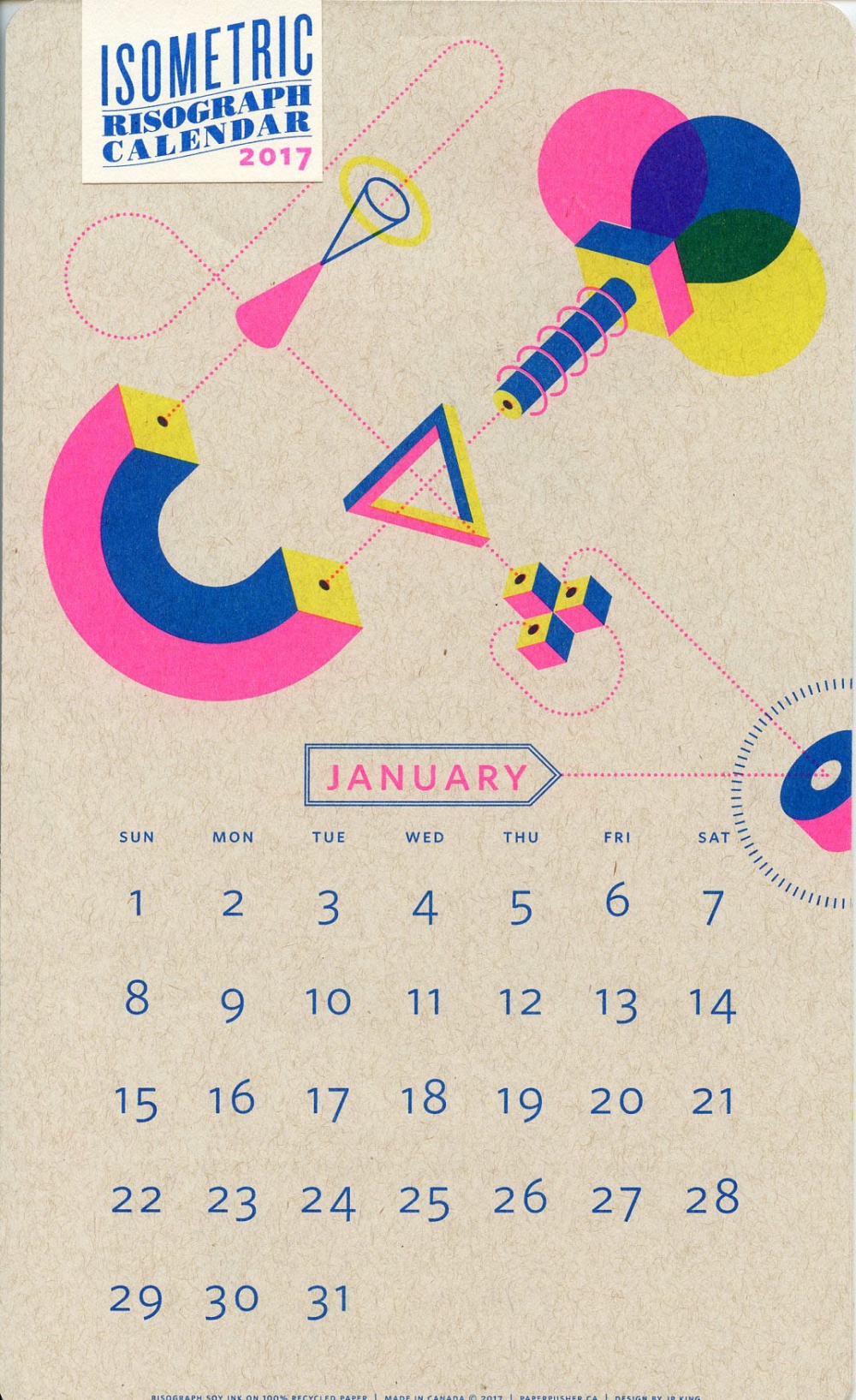 Isometric Risograph Calendar - 2017