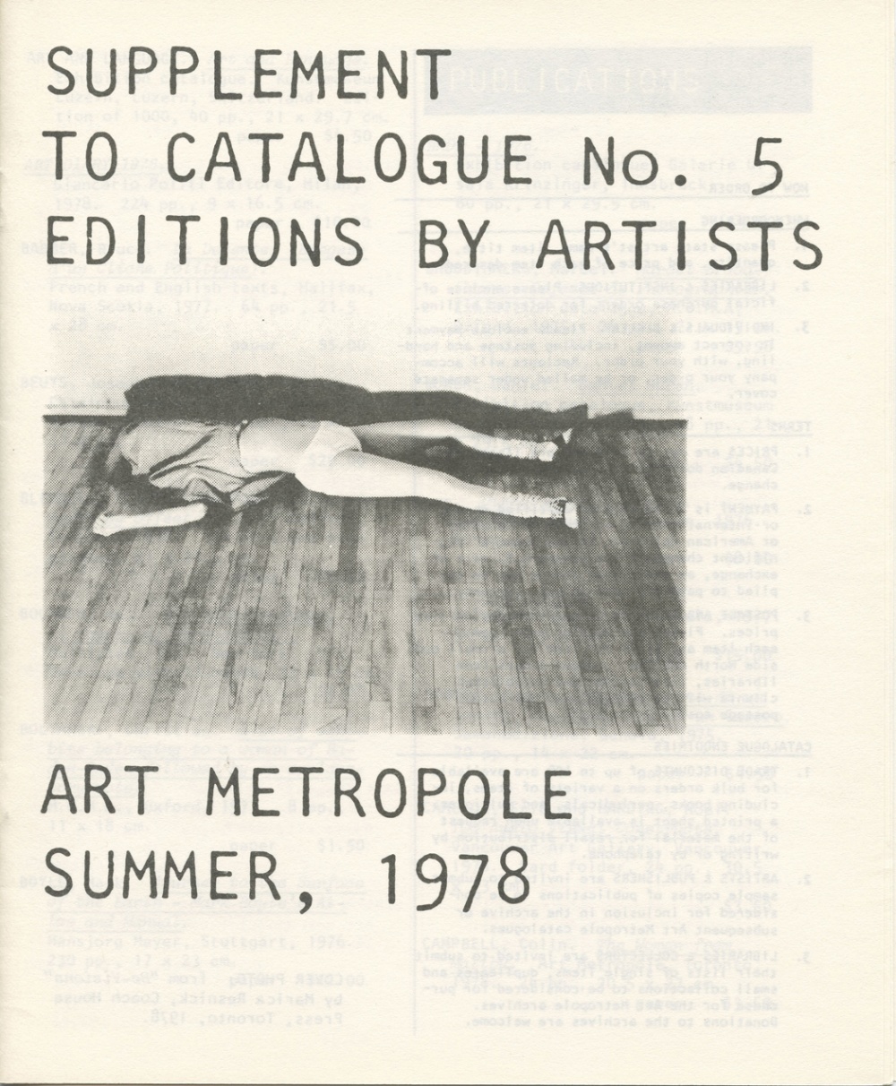 Supplement to Catalogue No. 5. Editions by Artists. Art Metropol