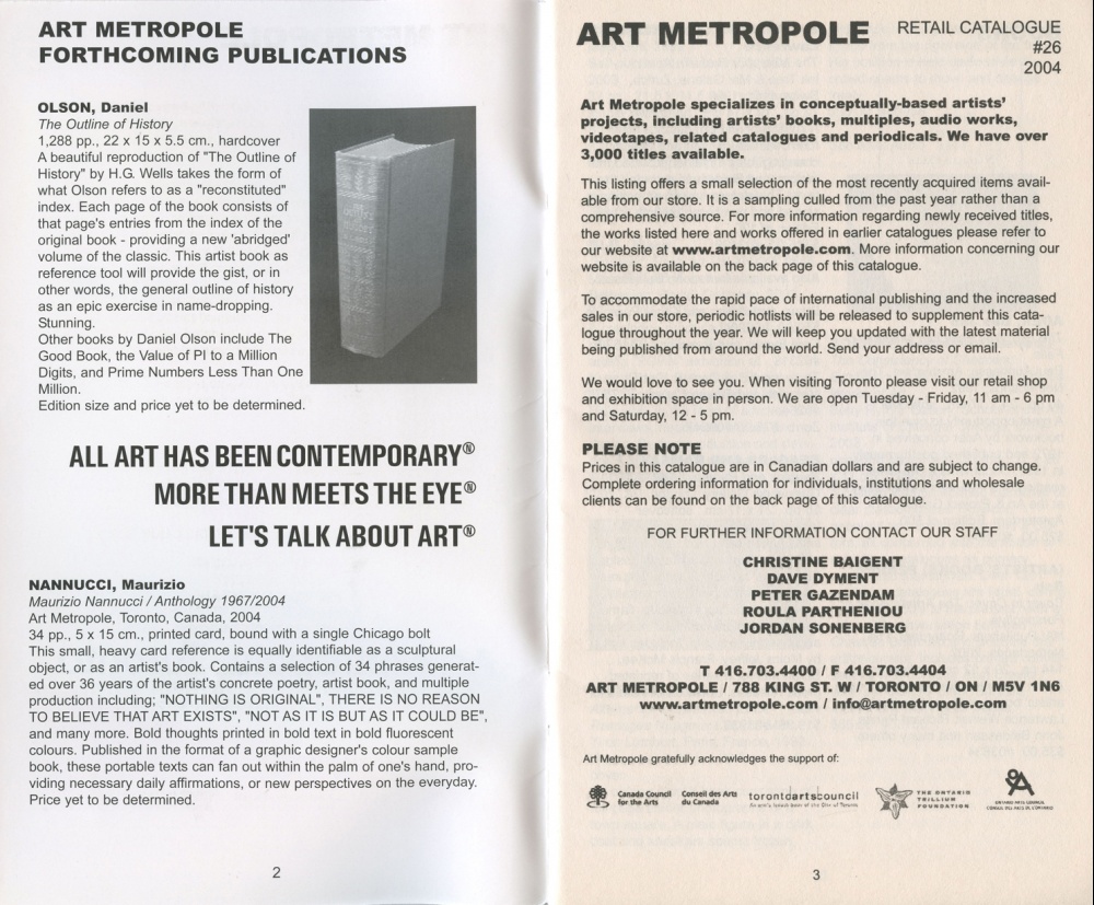 AMP0401 Art Metropole. Retail Catalogue 26. June 2004.