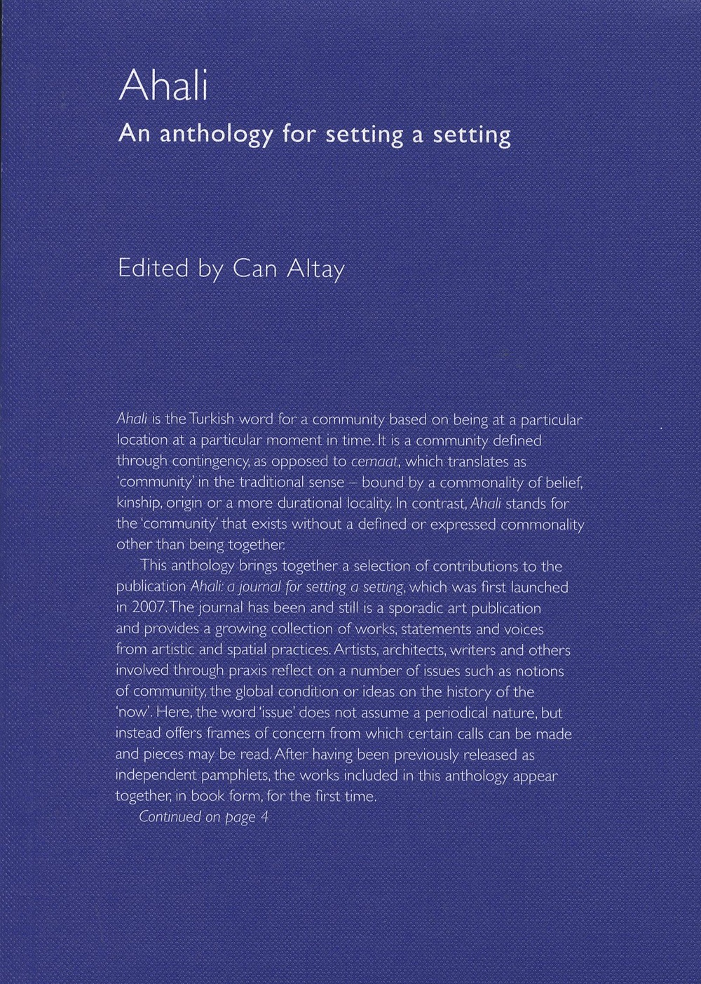 Ahali: An Anthology for Setting a Setting 