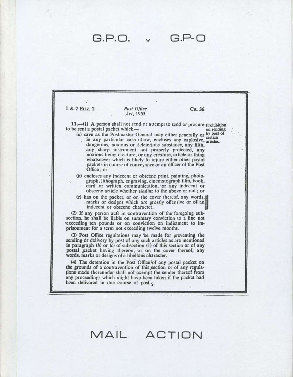 AMP0203.1 G.P.O. v G.P-O: Mail Action, Genesis P-Orridge