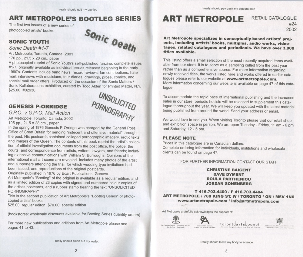 AMP0201 Art Metropole. Catalogue 24