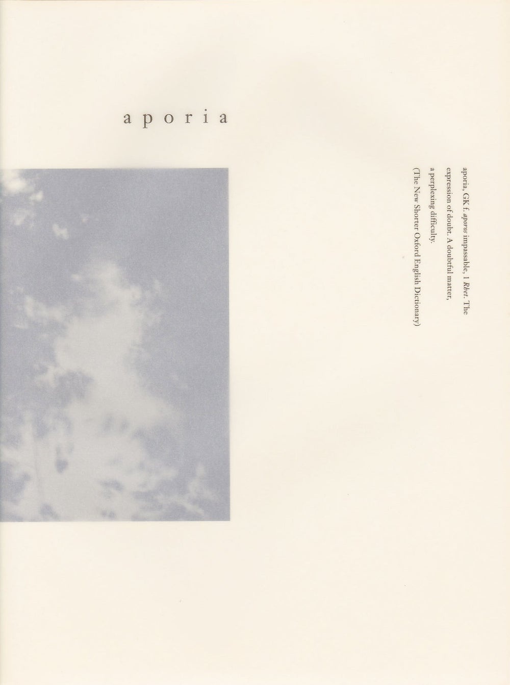 aporia, a book of landscapes
