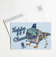 Shari Kasman: Holiday Pigeon Postcard —&#160;Chanukah
