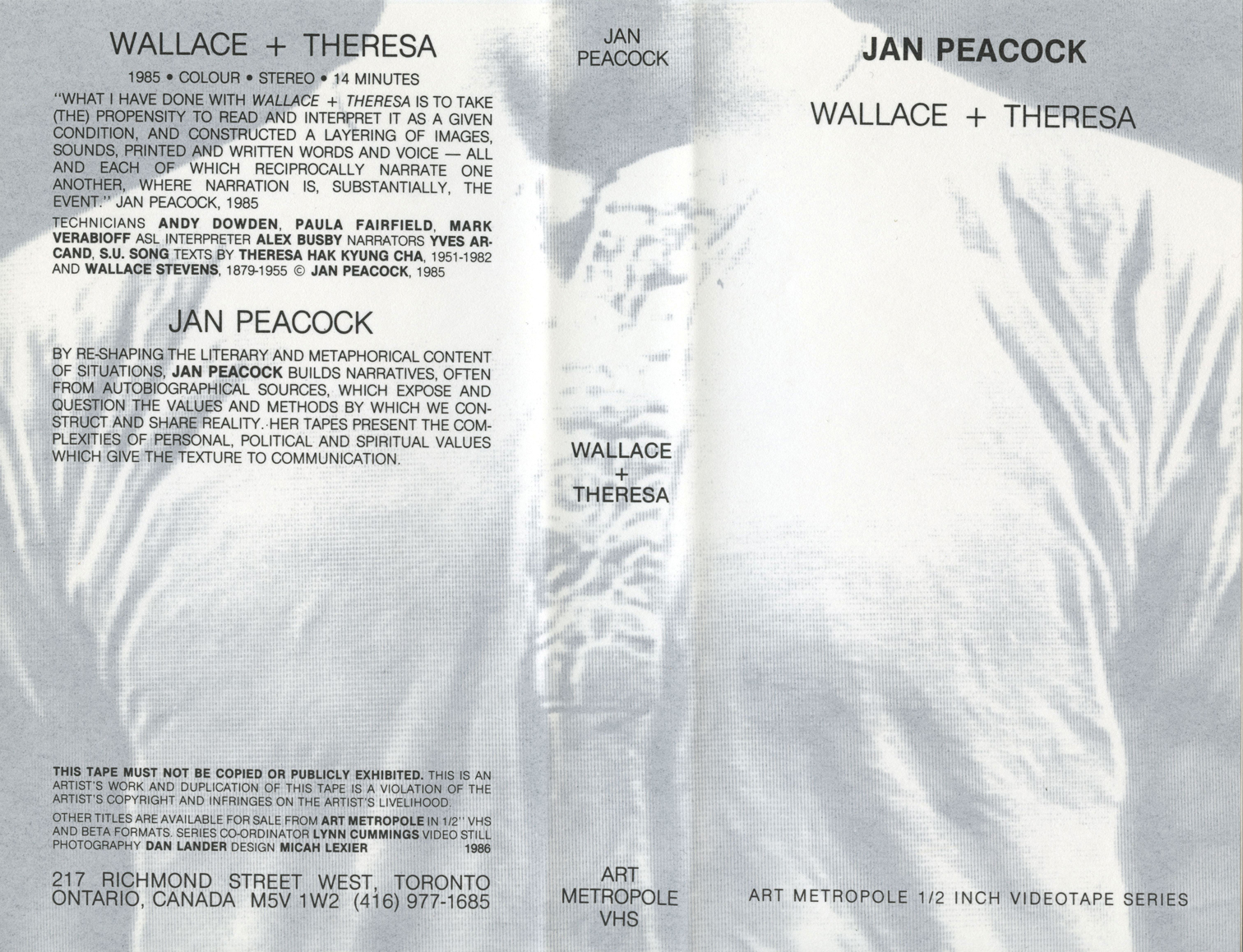 A Video Series , 1st Edition Cassette Box Cover - Wallace + Theresa
