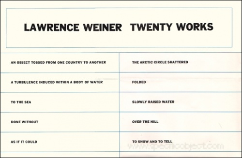 Lawrence Weiner : Twenty Works
