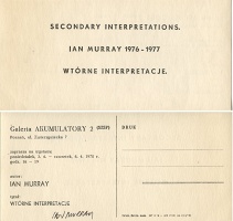 Ian Murray: Secondary Interpretations / Wtórne Interpretacje, mailer for&#160;exhibition