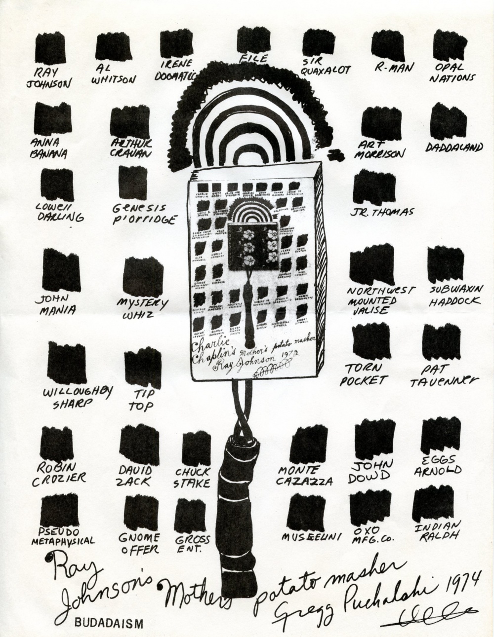 Ray Johnson’s Mother’s Potato Masher leaflet